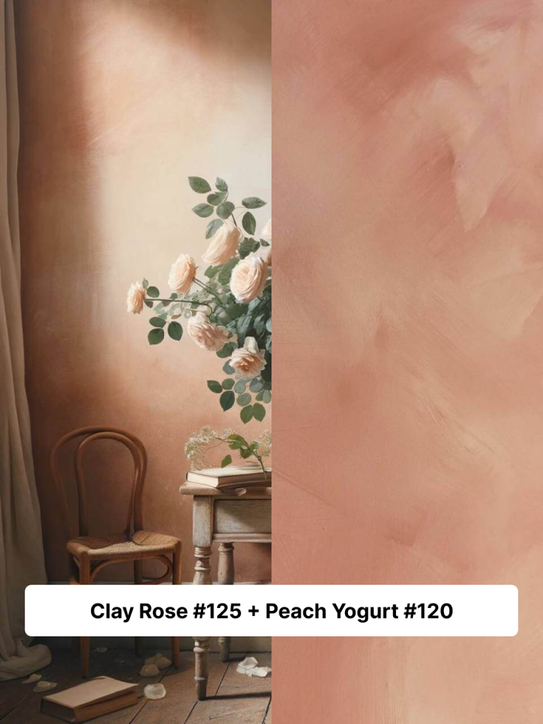 Clay Rose #125 + Peach Yogurt #120 - Inspiracje Limewash