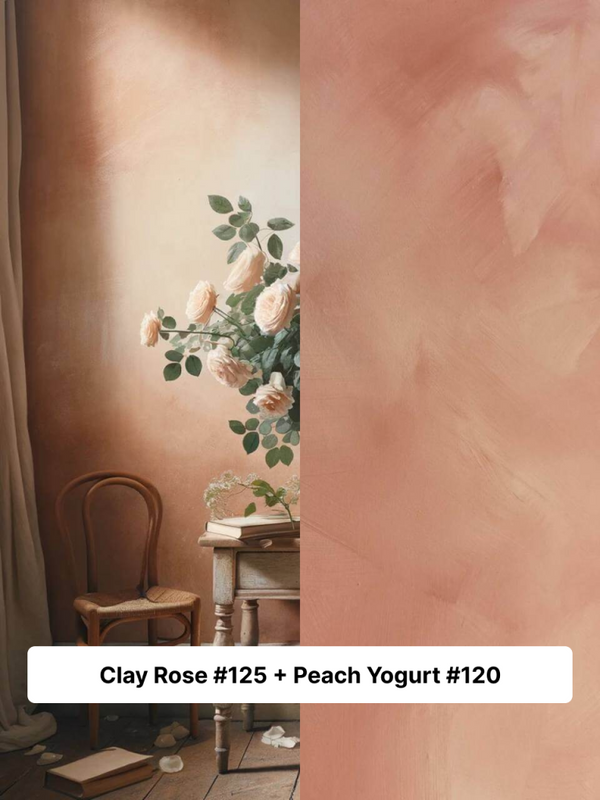 Clay Rose #125 + Peach Yogurt #120 - Inspiracje Limewash