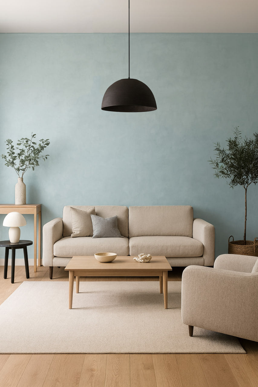 Studio artystyczne — neutralne tło pod sztukę. Off-white, kość i piaski — ściany, które nie „gryzą” obrazów