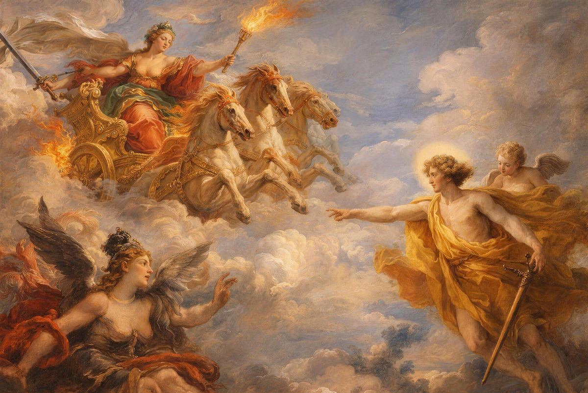 Barokowa alegoria świtu — Aurora na rydwanie i Apollo; obraz-symbol marki ZUBRA COLORS